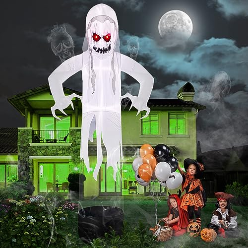 Kalolary 12 Fuß Halloween Aufblasbare Dekoration Ghost, Halloween Dekorationen Blow up Gartendekoration mit eingebauten leichten beängstigenden aufblasbaren für Gartengarten Rasen Indoor Outdoor Dekor