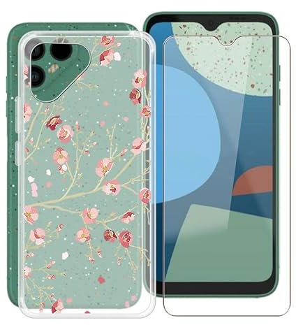 TREBAM Handyhülle für Fairphone 4 (6.3 Zoll) + Gehärtetes Glas Schutzfolie, Stoßfest Silikon Schutzhülle Tasche Ultradünne weiches TPU Case Hülle für Fairphone 4 - Kamelie