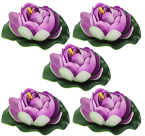 Sosoport 5st Simulation Lotusblatt Lotus Künstliche Teichlilien Gefälschtes Seerosenblatt Schwimmende Lotusblumen Aus Kunststoff Wohnkultur Fräulein Aquarium Schaum Falsche Seerose Violett