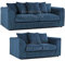 New Luxor Marine Blue Fabric Sofa Suite 3 Seater and 2 Seater Soft Jumbo Cord Sofa Set For Living Room (3 + 2))