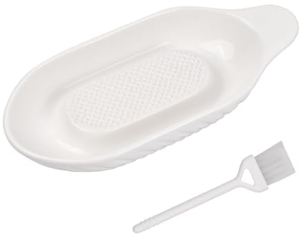 Wisebom Rallador de Cerámica con Cepillo, Blanco Plato Rallador de Porcelana, Ralladores de Ajo Jengibre Especias Queso Puré para Cocina Fruta Verdura Comida para Bebés