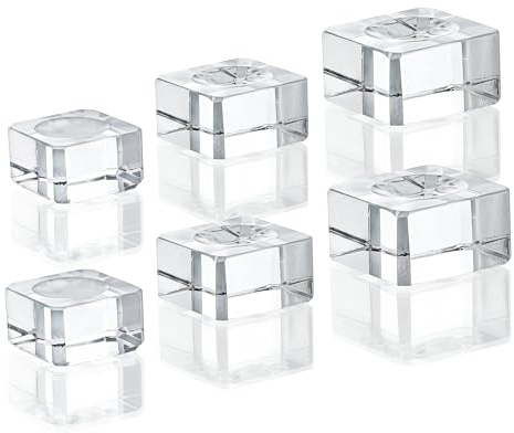 ZEERSHEE Paquete de 6 bases cuadradas de cristal para bolas láser 3D, 6 soportes de vidrio para cristales, resina, acrílico, decoración del hogar