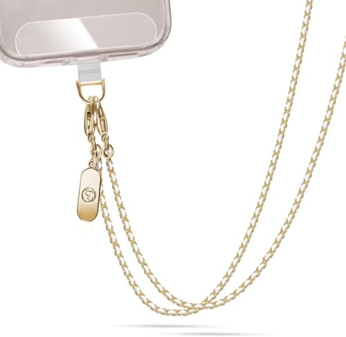 ROCONTRIP Metal Phone Strap Crossbody Phone Lanyard Chain Strap with 2 TPU Tether, iPhone Chain Crossbody for Women Girls Neck Strap for Most Mobile Phones