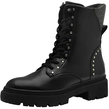 MARCO TOZZI Damen Stiefeletten zum Schnüren mit Blockabsatz mit Reißverschluss, Schwarz (Black Comb), 37 EU