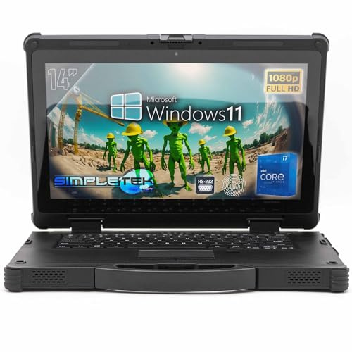 SIMPLETEK - Laptop Rugged Core i7 11°Gen Display 14 FHD | 16GB RAM und SSD 240GB Windows 11 Pro | Stoßfest Staubdicht Zertifiziert IP65 | mit Serial RS232