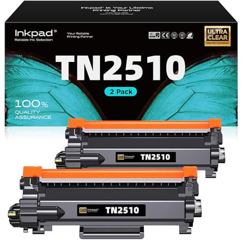 iNKPAD TN-2510 Toner Kompatibel für Brother TN2510 TN2510XL für MFC-L2800DW MFC-L2835DW HL-L2400DW DCP-L2620DW DCP-L2627DW DCP-L2660DW Drucker(2 Schwarz)