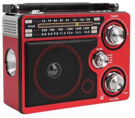 Radio Portable à Ondes Courtes Pleine Bande, AM FM SW LW World Band Radio Bonne Réception, Radio à Ondes Courtes avec la Meilleure Réception, Longue Antenne Télescopique pour
