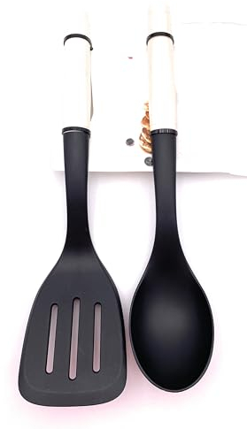 KitchenAid Juego de espátulas, espátula y cucharón, nailon, 2 utensilios de cocina, juego de 2 piezas (gris claro) 7850