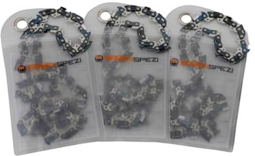 SÄGENSPEZI Set 3x Sägekette 3/8“ Hobby 1,3 mm 45 TG Hartmetall Kettenkonfigurator Ersatzkette passend für fast alle Kettensägen-Modelle