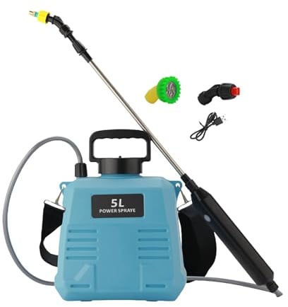 AWHAO Pulverizadores de Bomba Eléctrica, Pulverizador de Jardín, Varillas Telescópicas, Pulverizador de Riego para Interiores y Exteriores, 5L Azul