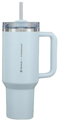STANLEY Quencher H2.0 FlowState - Vaso aislado al vacío de acero inoxidable con tapa y cañita para agua, té helado o café, Azul celeste, 1,2 litros