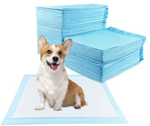 Baxcdyswe 100 Stück Inkontinenzunterlage Einweg, 60 × 60 cm Welpen Unterlagen, Inkontinenz Bettunterlage, Pinkelmatte Training Auslaufsicheres 5-Lagiges Design mit Schnell Trocknender Oberfläche