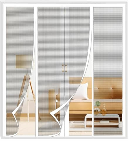 Fly Curtain Magnet Balcony Door, 140x240cm Fly Screen Magnet Door, Insect Protection Curtain, Mosquito net Door Fly Doors for Patio Door, White