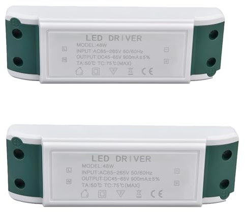 LEDSone 2er-Pack LED-Treiber DC 28–42 V 48 W Transformator AC 85–265 V Niederspannungs-Konstantstromtransformator für LED-Streifenlichter MR16 MR11 GU4-Glühbirnen G4-Strahler (48 Watts (2 Pack))