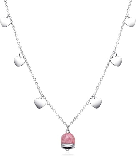 Dada Gioielli - Collana Donna Campanella Capri Smaltate Perlate | Con 6 Pendenti Quadrifoglio Cuore Stella 45+5 cm