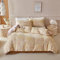 YASMENG Winter Plüsch Bettwäsche 135x200 4teilig Blätter Gelb Beige Plüsch Bettwäsche Winter Warm Hochwertige Weich Kuschelig Flauschige Bettwäsche mit Reißverschluss und 2 Kissenbezüge 80x80 cm