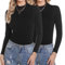 Aottori Rollkragenshirt Damen Langarmshirt Set Elegant Unterziehshirt Dünn Stretch Unterziehrolli Langarm Warm Skiunterwäsche Leicht Slim Fit Basic Tops Schwarz+Schwarz M