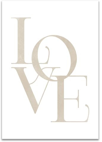 ARTFAVES® Poster - LOVE Beige | Wanddeko Wandbild Typografie Spruch Liebe | ohne Rahmen | 30 x 40 cm