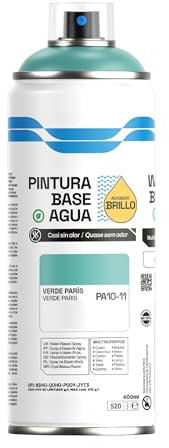 H HANSEL HOME Pintura Spray Base Agua 400ml - Para Muebles, Metal, Plástico y Madera - Ecológica y Sin Olor, Colores Duraderos - Verde París, 1 unidad