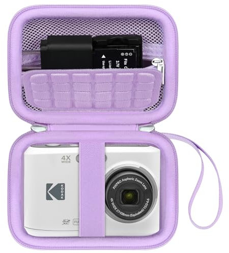 Canboc Hard Case for Kodak PIXPRO FZ55/ FZ45/ FZ43/ FZ53 16MP Digital Camera, Vlogging Camera Bag, Zipper Mesh Pocket fit Cable, SD Card, Purple (Case Only)