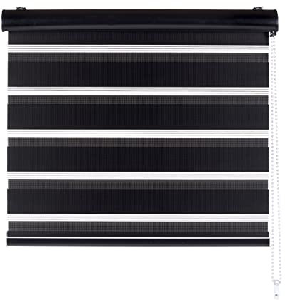 Fensterdecor Doppelrollo 80 x 180 cm in Schwarz I Sichtschutz-Rollo für Fenster I Lichtdurchlässigkeit anpassbar I Tag & Nacht tauglich I Flexibler Seitenzug I Premium Qualität