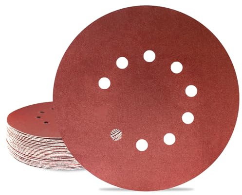 Meccion Disques de Abrasifs 225mm Papier Ponçage 25 Pièces 10 Trous Papier Abrasif pour Ponceuse Cloisons Sèches Ponceuse Girafe (Grain 180)