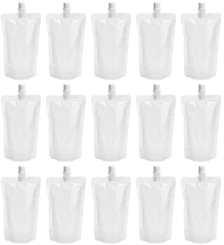 Operitacx 50 Stück Flaschen für Reisen, 250 ml, wiederverwendbare Trinkbeutel, Saft, Wasser, Trinkflaschen für Reisen, Outdoor, Sport, Konzerte, Veranstaltungen