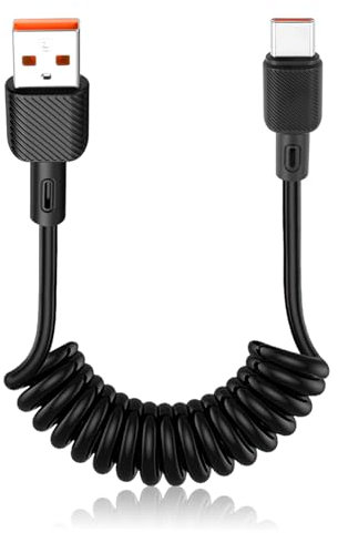 Coiled USB A to USB C Cable for Android Auto, Apple CarPlay, iPhone 16 Car Charger, Samsung Charger, 3A 15W Fast Charging, 0.3-1.2m, Car Adapter USB C, iPhone 15 Pro Max/iPad/S23