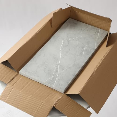Trafagala Gray Tile Stickers White 60x30cm 10pcs, Self Adhesive Wall Tiles Marble, Peel and Stick Wall Waterproof, Removable Stick on for Kitchen Backsplash Bathroom