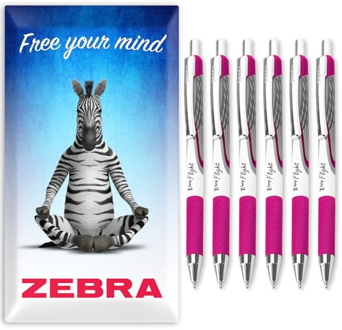 Zebra Classic Z-Grip Flight Ballpoint Pens - 1.2mm - Pink Ink - Pack of 6 - In Envelope Gift Packaging