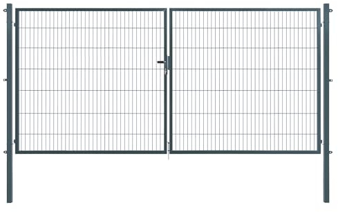 Doppeltor | extra breit, B400 x H140 cm | Anthrazit RAL 7016 | Doppelflügeltor inkl. Torpfosten & Schließzylinder | verzinkt & pulverbeschichtet | UV- und witterungsbeständig
