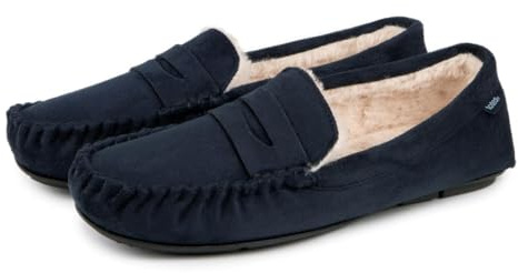 totes toasties® Mens Suedette Moccasin Slipper With Faux Fur Lining