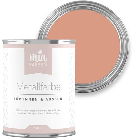 miafarben Metallfarbe ohne Schleifen matt 750ml (Lebhaftes Terrakotta) | Metalllack für innen und außen - rostschützend, wetterfest und wasserbasiert - für Zaun, Geländer & Gartenmöbel