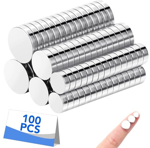 100 Stück Magnete Klein, Neodym Magnete Stark Magnet Rund | Kräftige Haftkraft, Vernickelte Oberfläche, Für Whiteboard Kühlschrank Pinnwand, Mit Aufbewahrungsbox