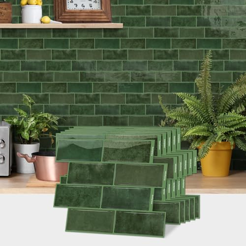 HORIWE 3D Ziegelsteinstil Fliesenaufkleber 10 Stück Wandfliese Aufkleber Verdickte Selbstklebende Fliesen Tapete Wasserdicht Wandaufkleber für Küche,Bäder,Schrank,Möbel,Tisch