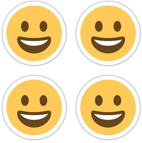 Aufkleber: 100 mm, 4 Stück - Emoticon Smiley Gesicht groß rund Vinyl Schild