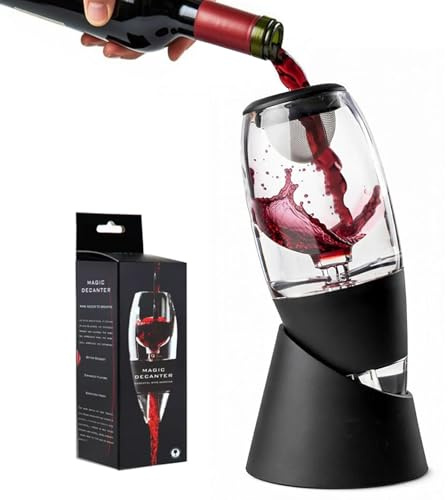 Xiqiggi Decantador de Vino, Aireador Decantadores Vino con Filtro, Soporte de Base y Oxigenador, Instantáneo Portátil Juego Decantador, Porron Vino para Eliminar Cristales Tartrato, Sin BPA