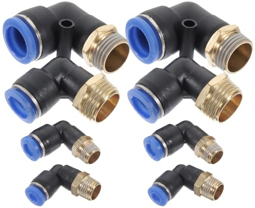 NIYANGLE Jeu 16 Pièces de Raccords Rapides Pneumatiques en Cuivre et Plastique Connecteurs Rapides Sécurisés pour Tuyau D'air Comprimé Déconnexion Usage Industriel
