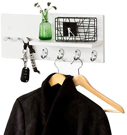 SoBuy FRG54-W Wandgarderobe Wandhaken Hängeregal Badezimmerschrank Flurgarderobe mit Haken
