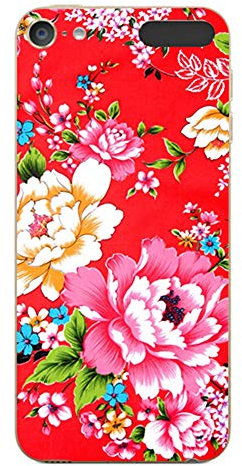 NOVAGO Compatible con Apple iPod Touch 5, Touch 6, Touch 7 Funda Gel de Silicona irrompible Sólido y Resistente con Motivos Flores/Rojo