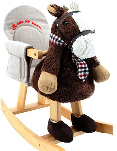Sweety Toys 7073 Schaukeltier mit Halstuch Schaukelpferd Dunkelbraun- 2 in1 Produkt- Schaukelpferd und Handpuppe