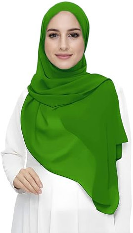 Lina & Lily Damen Muslim Premium Chiffon Hijab Kopftuch Schal aus Leicht Stoff (Apfelgrün)