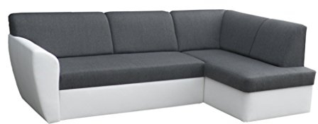 mb-moebel Ecksofa Sofa Eckcouch Couch mit Schlaffunktion und Bettkasten Ottomane L-Form Schlafsofa Polstergarnitur Margo (Ecksofa Rechts, Dunkelgrau)