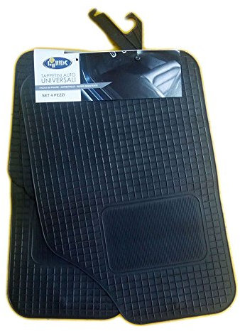LUBEX set 4 tappeti tappetini auto automobile 100% pvc universali Made in Italy, nero