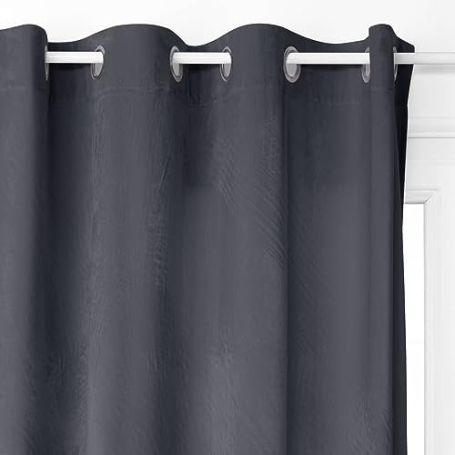Atmosphera - Rideau occultant Dolce Velours - à Oeillets - Gris foncé 140x260 cm