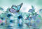 wandmotiv24 Photo murale Orchidée turquoise S 200 x 140cm - 4 pièces photo, papier peint non tissé Fleurs, eau, papillon M3741