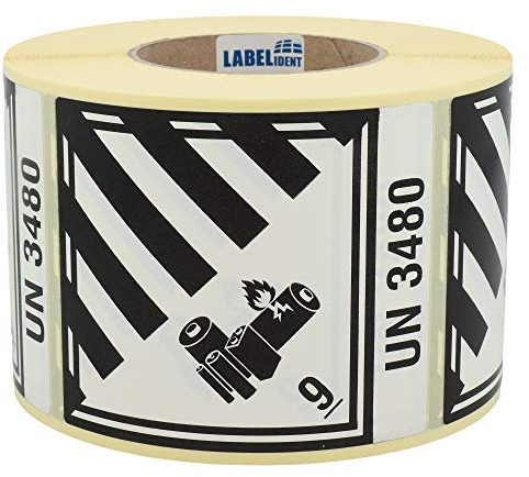 Gefahrgutaufkleber 100 x 120 mm - Gefahrgutetiketten Klasse 9A - 1.000 Gefahrstoffetiketten auf 1 Rolle(n), Papier weiß-schwarz