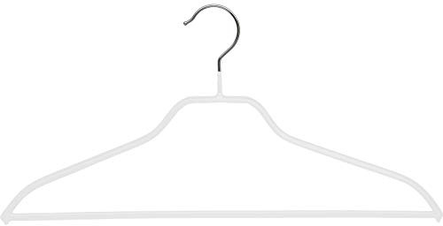 10 Metallkleiderbügel Schulterform rutschfest mit Steg 40cm Weiss | Strickwarenbügel, SF 240W, 10 Stück