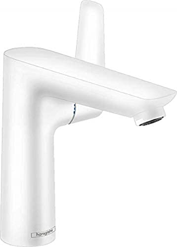 hansgrohe Wasserhahn Talis E (wassersparende Armatur mit Auslauf Höhe 150mm und Zugstangen-Ablaufgarnitur) Mattweiß