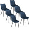 WOLTU Esszimmerstühle 6er Set Küchenstuhl Polsterstuhl Wohnzimmerstuhl Sessel mit Rückenlehne, Sitzfläche aus Samt, Metallbeine, Blau BH142bl-6
